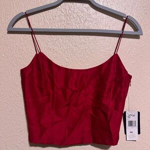 Ralph Lauren 100% Silk Cropped Tank Size‎ XS Lipstick Red Vintage